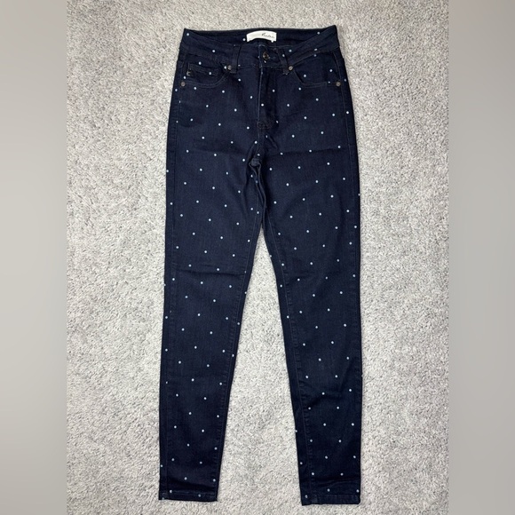 Kancan Jeans Womens 5 Skinny Polka Dot Stretch Rockabilly Party Holiday Casual - Picture 1 of 5